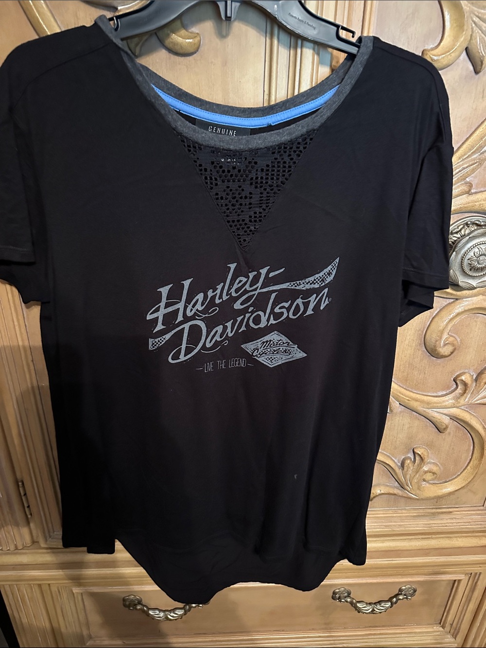 Harley-Davidson Black Short-Sleeve Logo Tee with V-Inset